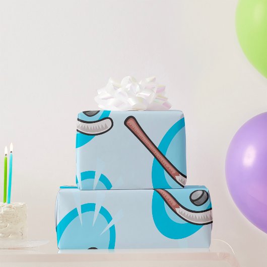 Hockey Sport Stick en Puck Wrapping Paper Cadeaupapier