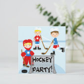 Hockey Sport Verjaardagsfeest Uitnodigingen (Staand voorkant)