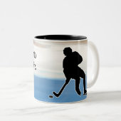 Hockey sport with Player Silhouette personalized Tweekleurige Koffiemok (Voorkant rechts)