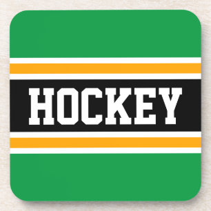 HOCKEY Sportieve Heldergroene Gele Zwarte Strepen Bier Onderzetter