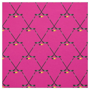 Hockey Sports Flaming Pucks Pink Girls Stof