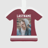 Hockey Sports Jersey Maroon met Foto Ornament (achterkant)