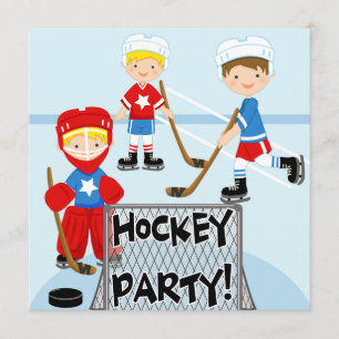 Hockey Sports Party Custom Birthday Invitations Kaart