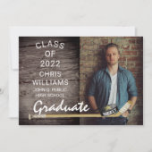 Hockey Sports Rustic Foto Afstuderen kondiging Kaart (Voorkant)