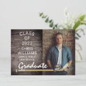 Hockey Sports Rustic Foto Afstuderen kondiging Kaart (Staand voorkant)