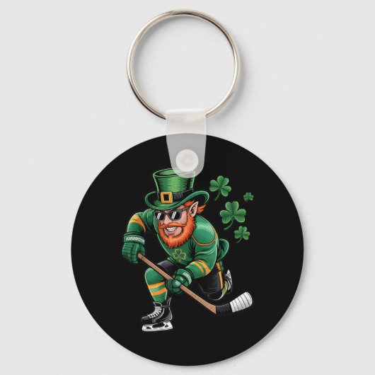Hockey St. Patrick's Day Kabouter Ontwerp Sleutelhanger (Voorkant)