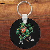 Hockey St. Patrick's Day Kabouter Ontwerp Sleutelhanger (Voorkant)