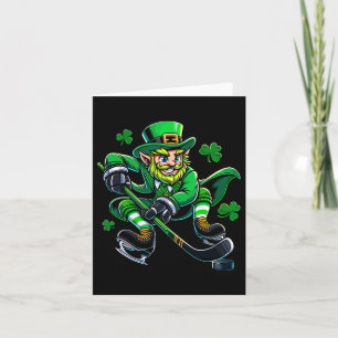Hockey St Patricks Day Leprechaun Shamrock Clovers Kaart
