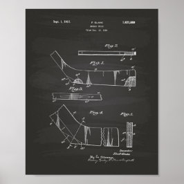 Hockey Stick 1929 Patent Art - Chalkboard Poster