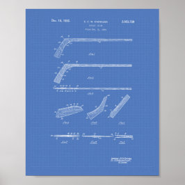 Hockey Stick 1935 Patent Art - Blauwdruk Poster