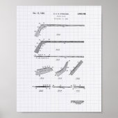 Hockey Stick 1935 Patent Art - Lined Peper Poster (Voorkant)