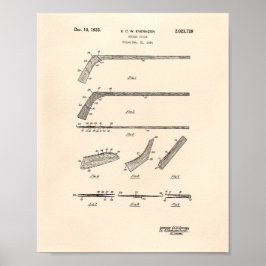 Hockey Stick 1935 Patent Art - Old Peper Poster