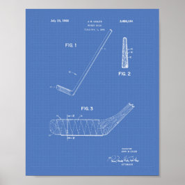 Hockey Stick 1966 Patent Art - Blauwdruk Poster