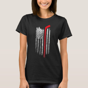Hockey Stick American Flag Sports Patriotic Hockey T-shirt