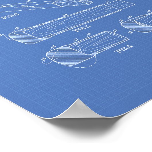 Hockey Stick End Buffer 1927 - Blauwdruk Poster (Hoek)