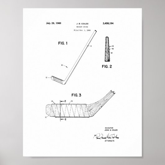 Hockey Stick Patent Poster (Voorkant)