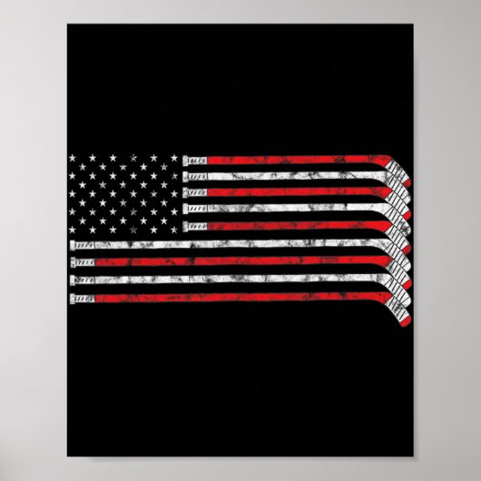 Hockey Stick USA Flag Fed Hockey Player Poster (Voorkant)