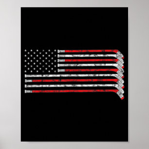 Hockey Stick USA Flag Fed Hockey Player Poster