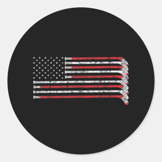 Hockey Stick USA Flag Fed Hockey Player Ronde Sticker (Voorkant)