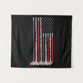 Hockey Stick USA Flag Fed Hockey Player Wandkleed (Voorkant (horizontaal))