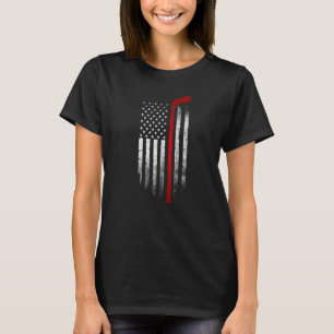 Hockey Stick USA Flag Sportpatriottic Ice Hockey T-shirt