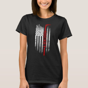Hockey Stick USA Flag Sportpatriottic Ice Hockey T-shirt