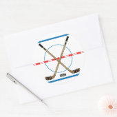 Hockey Sticks en Center Ice Hockey 3" (set van 6) Ronde Sticker (Envelop)