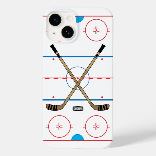 Hockey Sticks en Center Ice Hockey Rink Case-Mate iPhone Case (Achterkant)