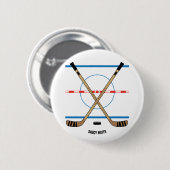 Hockey Sticks en Center Ice Hockey Team Cadeauidee Ronde Button 5,7 Cm (Voorkant /achterkant)