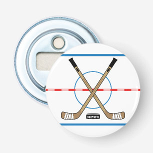 Hockey Sticks en Center Ice Team Cadeauidee Button Flesopener