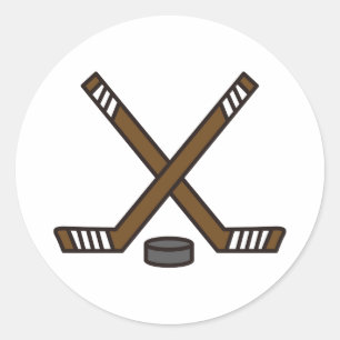 Hockey Sticks en Puck Ronde Sticker