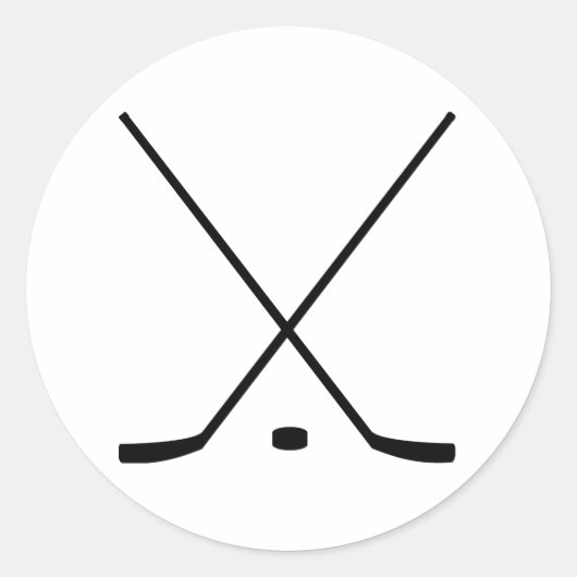 Hockey Sticks en Puck Ronde Sticker (Voorkant)
