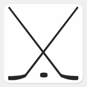 Hockey Sticks en Puck Vierkante Sticker