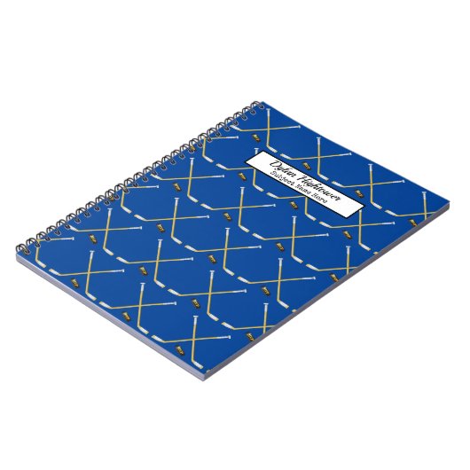 Hockey Sticks | MVP Puck Pattern Blue Name Object Notitieboek (Linkerzijde)