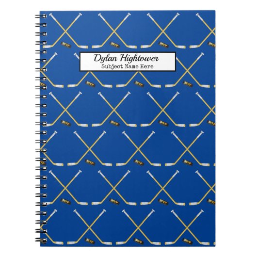 Hockey Sticks | MVP Puck Pattern Blue Name Object Notitieboek (Voorkant)