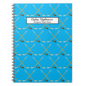 Hockey Sticks |MVP Puck Pattern Sky Blue Name Notitieboek (Voorkant)