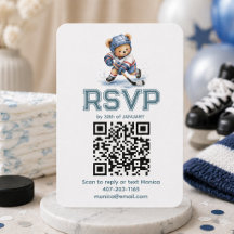 Hockey Teddybeer Babyshower QR Code RSVP  Bijgevoe