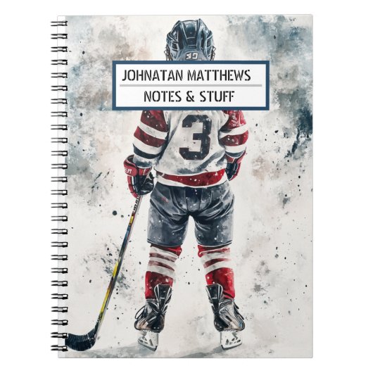 Hockey terug naar school sport Spiral Foto Notitie Notitieboek (Voorkant)