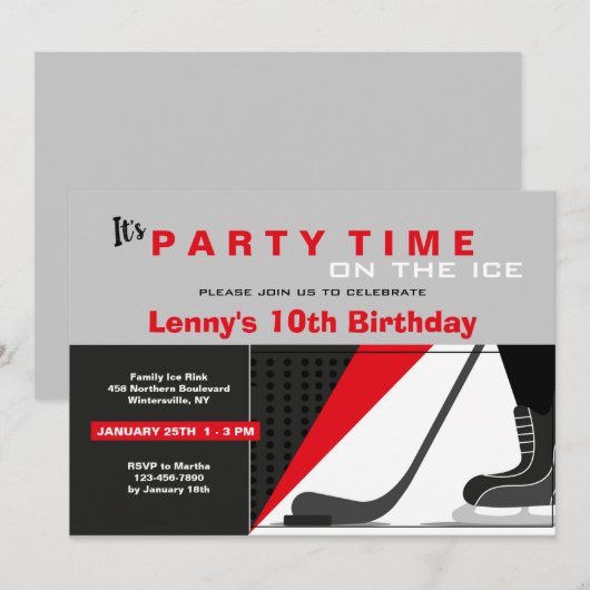 Hockey-thema Uitnodiging (Voorkant / Achterkant)