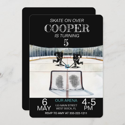 Hockey thema Verjaardag Kaart (Voorkant / Achterkant)