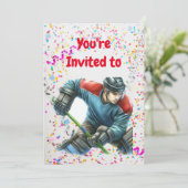 Hockey thema verjaardagsfeestje uitnodiging (Staand voorkant)