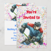 Hockey thema verjaardagsfeestje uitnodiging (Voorkant / Achterkant)
