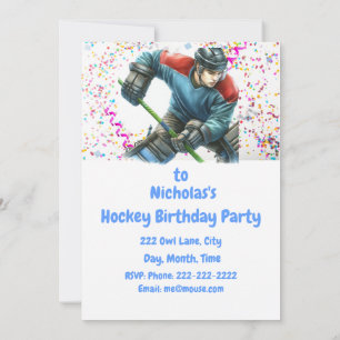 Hockey thema verjaardagsfeestje uitnodiging