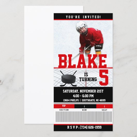 Hockey Ticket Invitation| BIRTHDAYS (Voorkant / Achterkant)