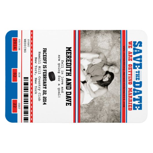Hockey Ticket Photo Save the Date Magneet (Horizontaal)