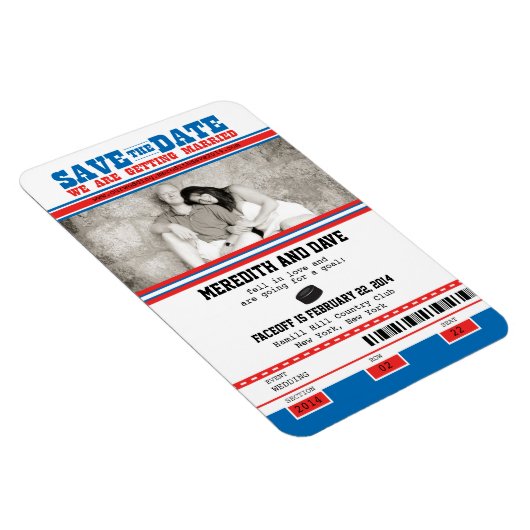 Hockey Ticket Photo Save the Date Magneet (Rechterzijde)