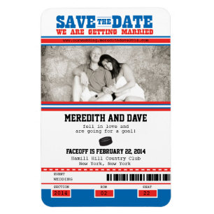 Hockey Ticket Photo Save the Date Magneet