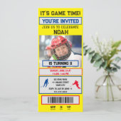 Hockey Ticket Verjaardag Feest Uitnodiging (Staand voorkant)