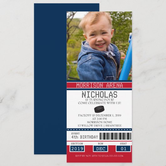 Hockey Ticket Verjaardag Kaart (Voorkant / Achterkant)