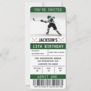 Hockey Ticket Verjaardagsuitnodiging Sjabloon Kaart